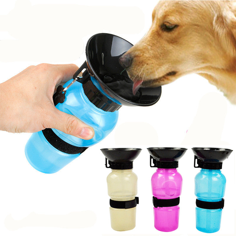 Portable Squeeze Dog Water Bottle with Built-In Bowl