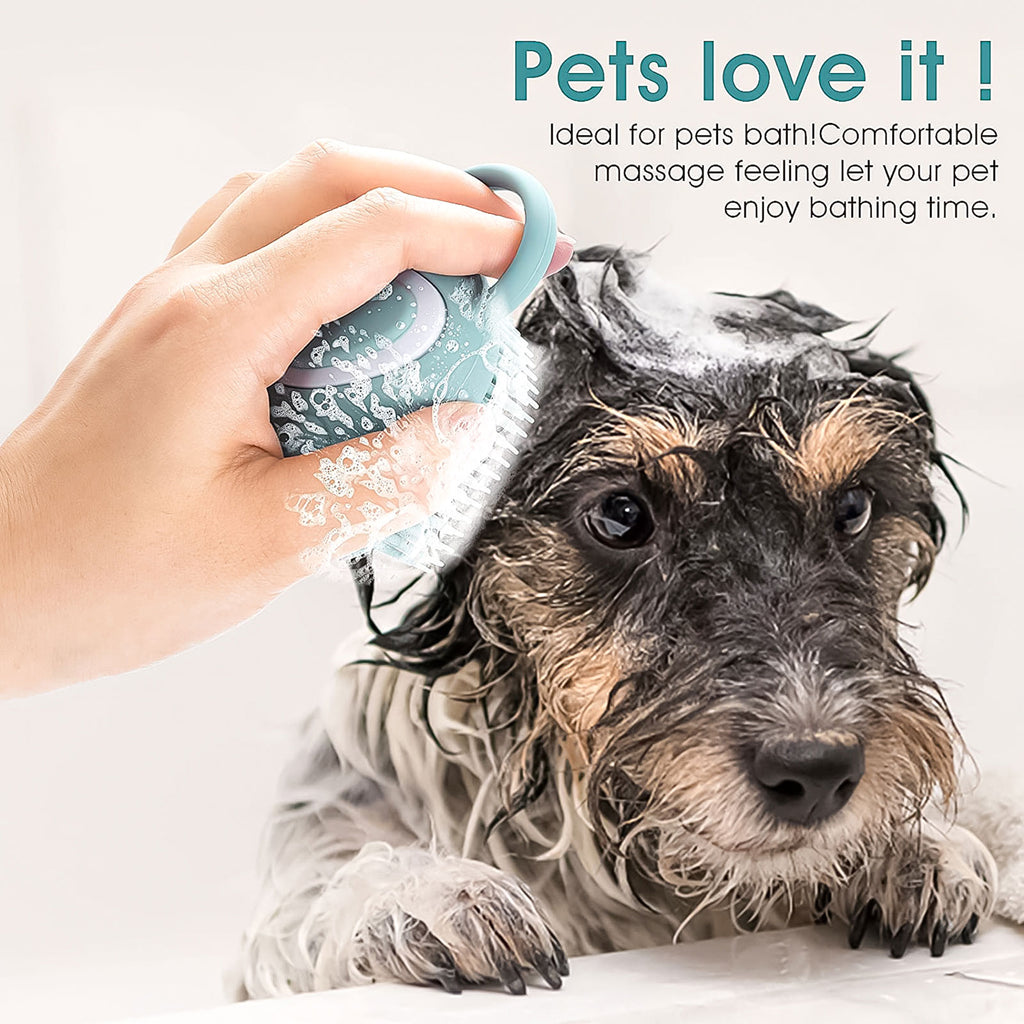 Silicone Pet Bath Brush with Shampoo Dispenser