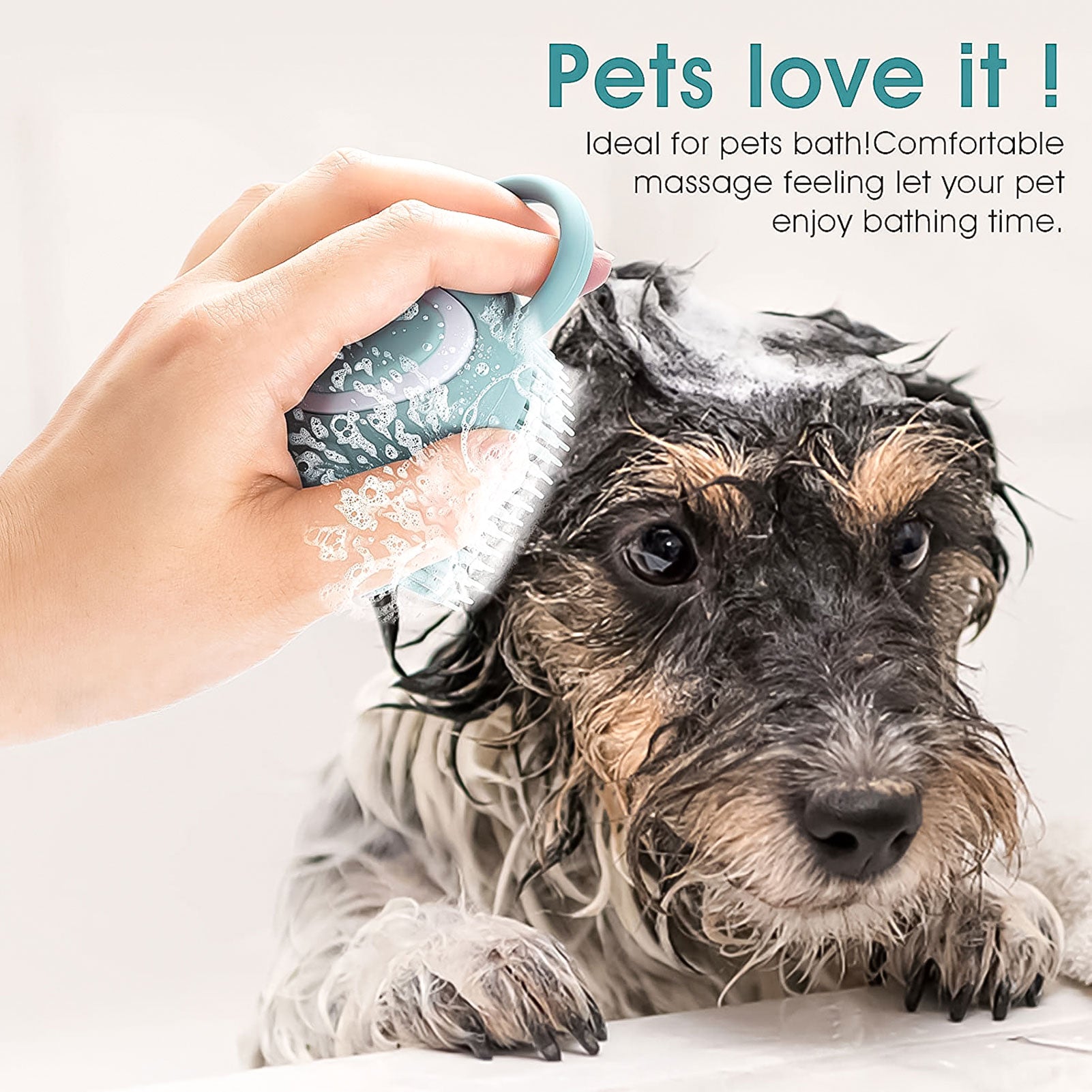 Silicone Pet Bath Brush with Shampoo Dispenser