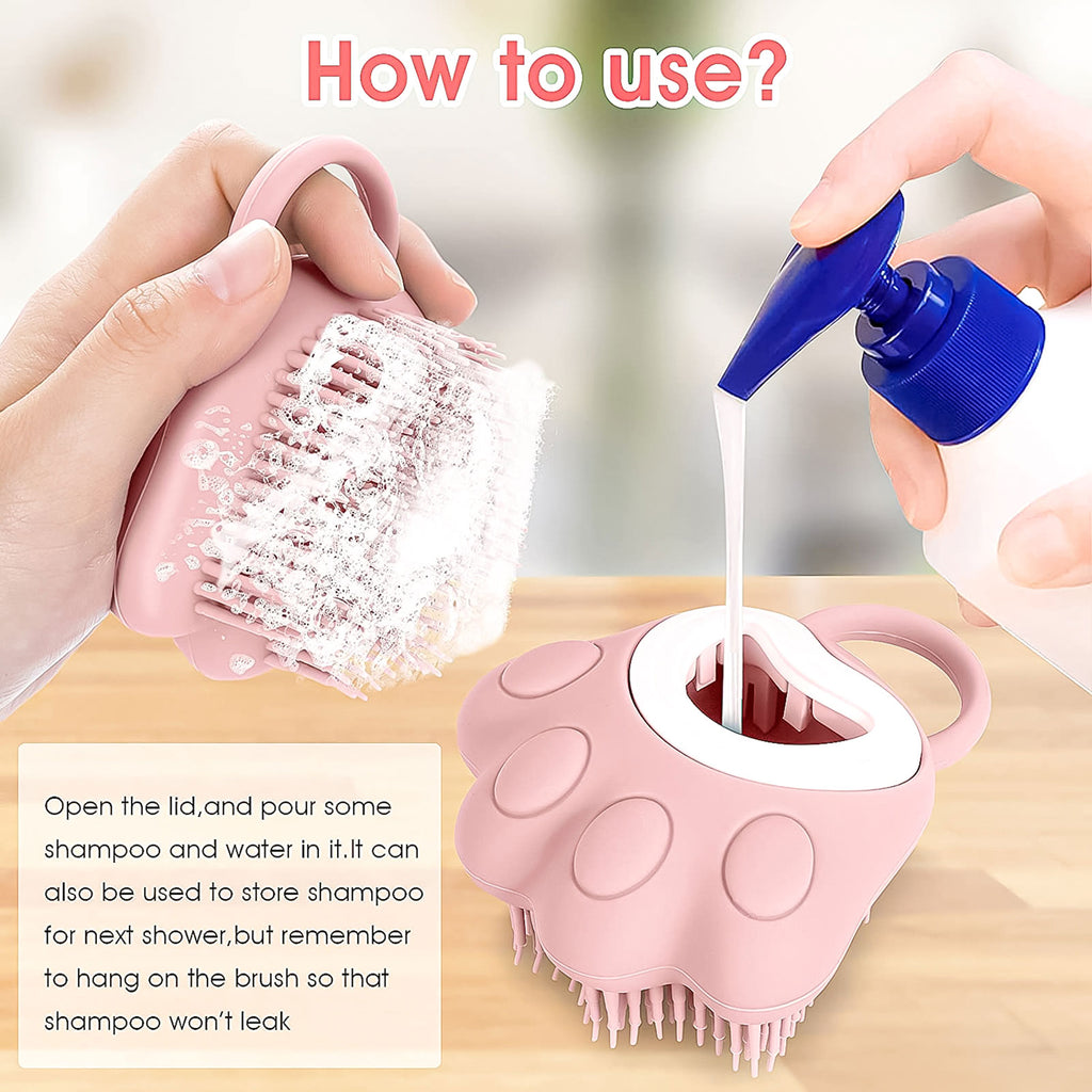 Silicone Pet Bath Brush with Shampoo Dispenser