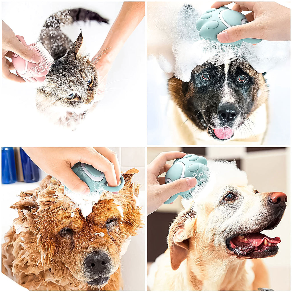 Silicone Pet Bath Brush with Shampoo Dispenser